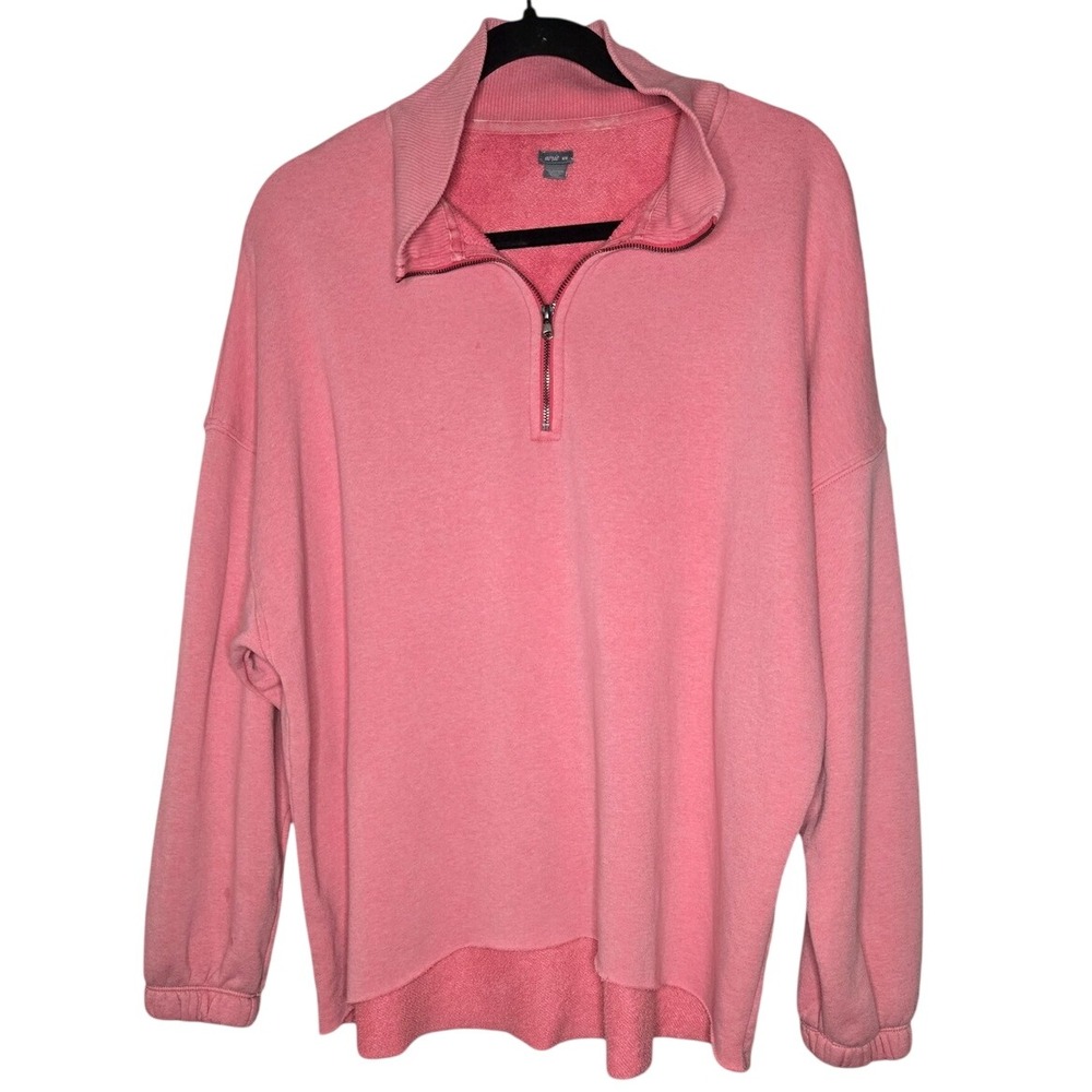 Aerie Oversized Quarter Zip Sweatshirt Pink Pullover Cozy Size M/M